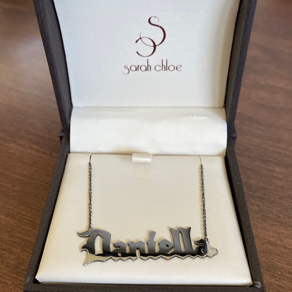 Sarah Chloe | “Daniella” Custom Gothic Name Necklace